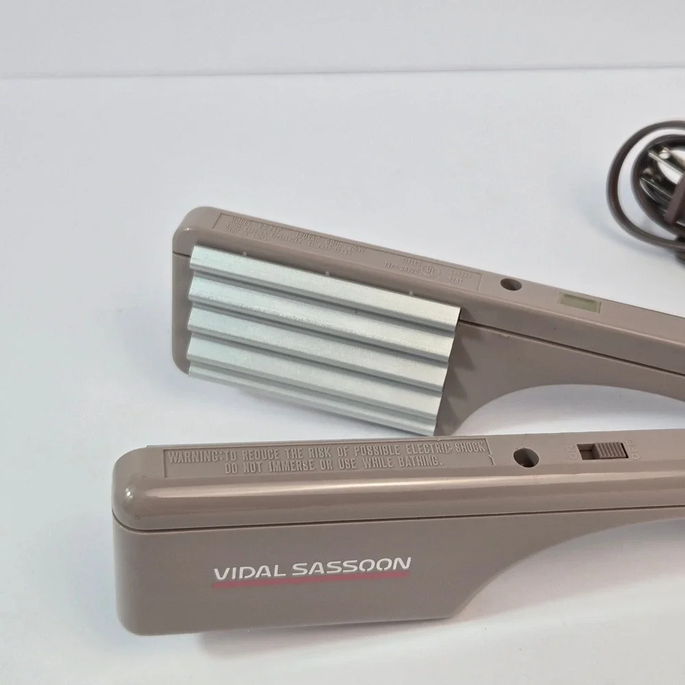 Vidal Sassoon Professional Hair Crimping Iron VS-142 Vintage 80s Taupe with Box